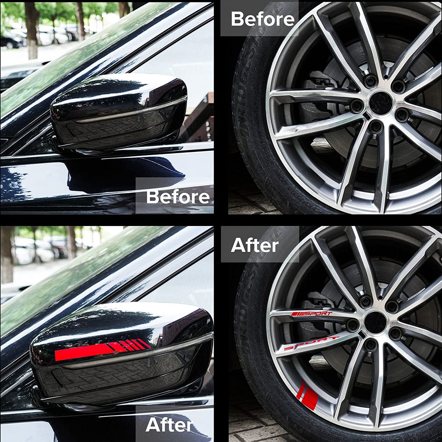 16PCS Wheel Rim Decal Stripes Set Sport Emblem Reflective Stickers Vinyl