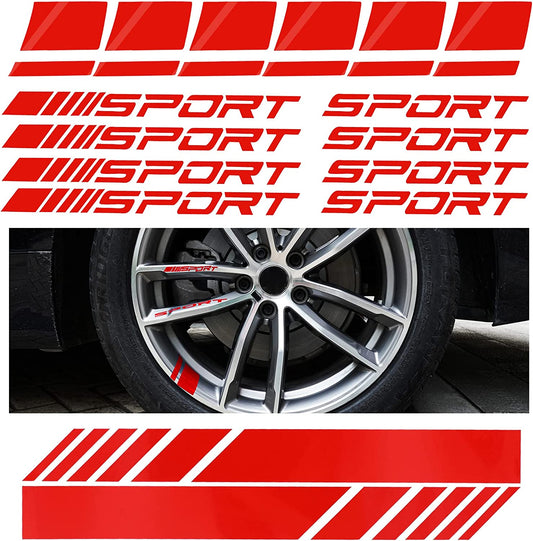 16PCS Wheel Rim Decal Stripes Set Sport Emblem Reflective Stickers Vinyl