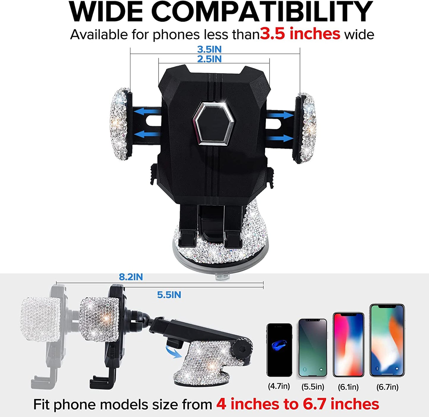 360° Adjustable Bling Car Phone Holder Mount